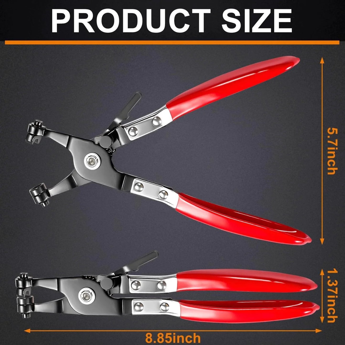 Locking pliers with red handle from 380 Pcs 6 To 22 Mm Spring Hose Clamps Kit 12 Sizes Black Fuel Line Clamps
