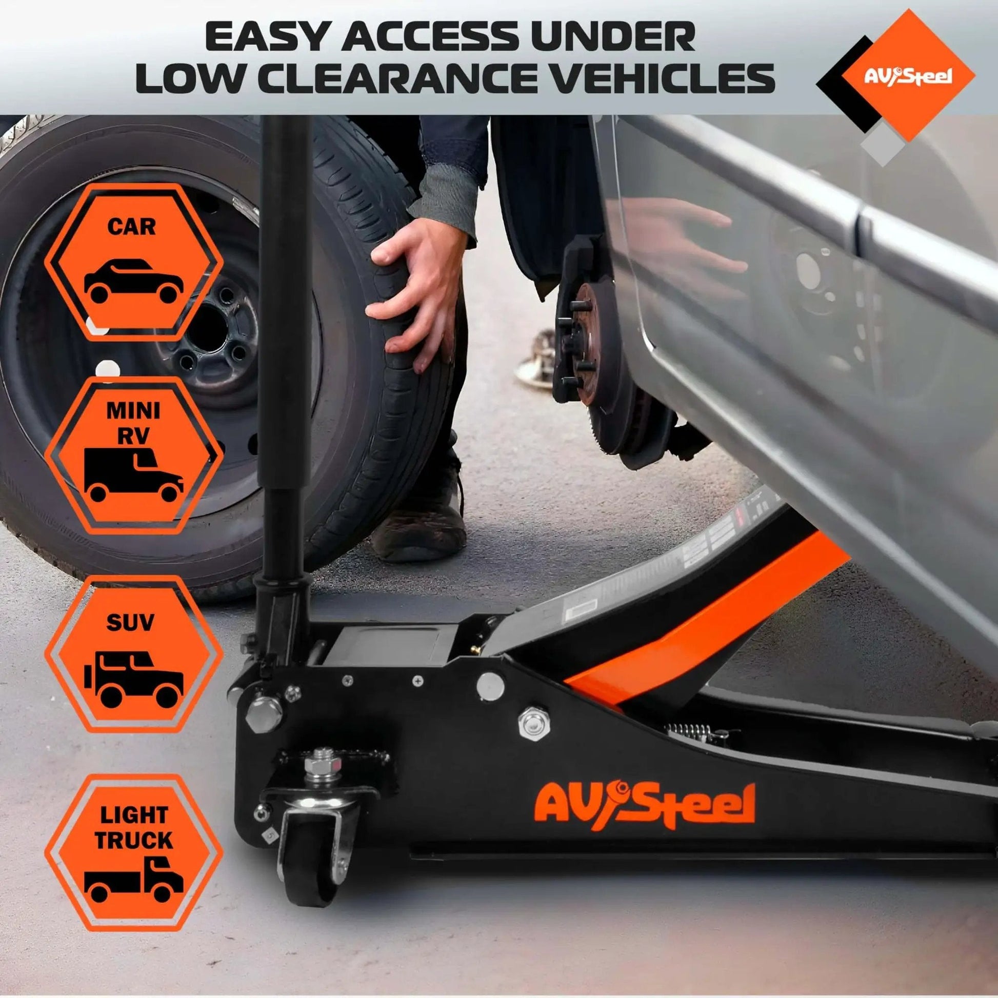 Low Profile 3 Ton Car Floor Jack With Dual Pistons And Quick Lift Pump Heavy Duty Hydraulic Floor Jack For Cars With 6600 Lbs Capacity