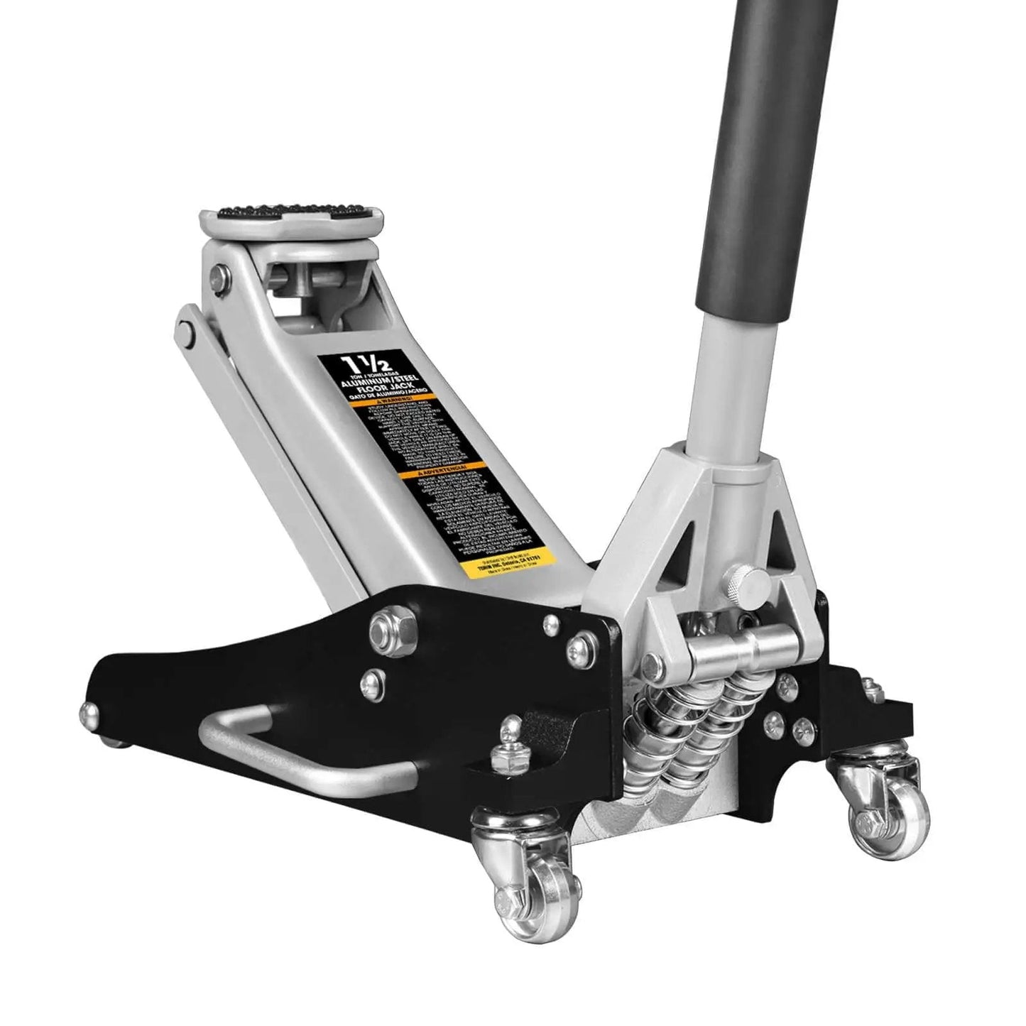 Low Profile Hydraulic Floor Jack With Dual Piston Quick Lift Pump In Aluminum And Steel Construction For Race Ready Performance, 1.5 Ton Capacity (3000 Lb), Black Finish, Ideal For Cars And Light Trucks, Torin TAM815016L