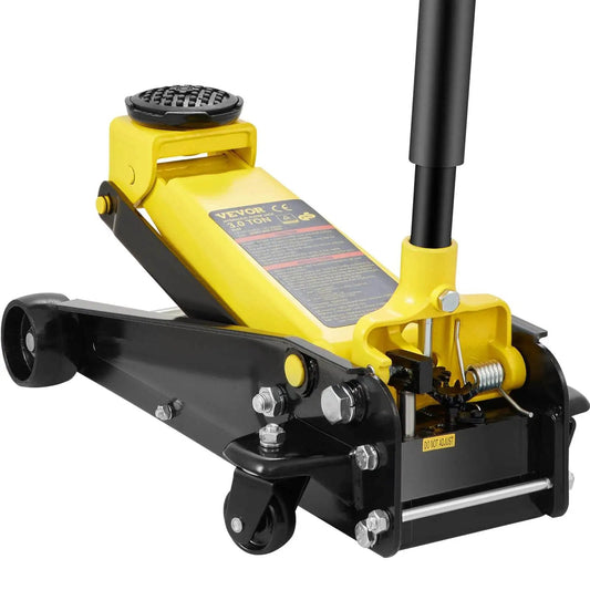 3 Ton Low Profile Floor Jack With Quick Lift Pump for All Terrain Vehicles and Cars, heavy duty steel, side view