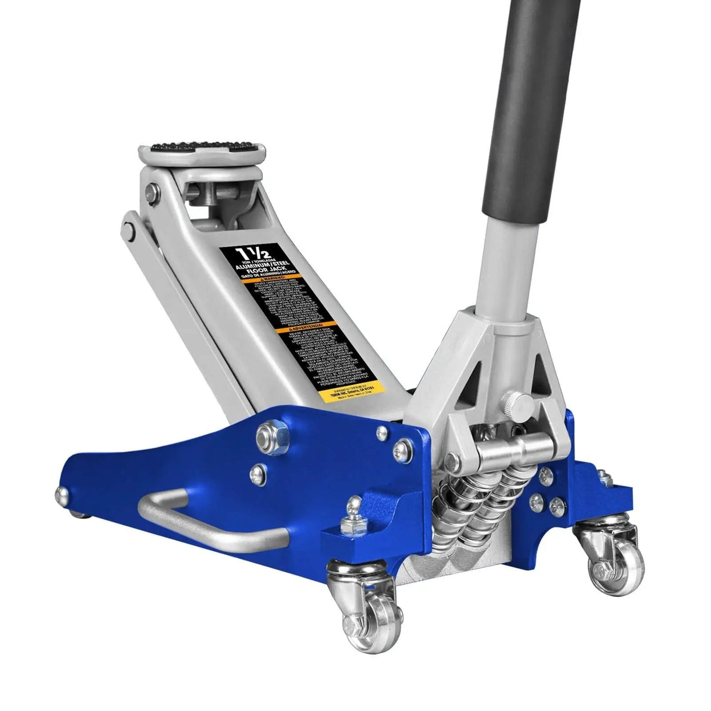 Low Profile 1.5 Ton Hydraulic Racing Floor Jack With Dual Piston Quick Lift Pump Aluminum And Steel Construction Side Handle Non Slip Knurled Grip Blue Finish By Torin