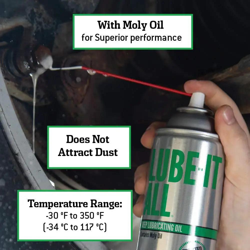 All Purpose Deep Lubricating Oil Spray For Industrial Auto Marine And Home Use Go To Lubricant For Reducing Friction Preventing Rust And Extending Machinery Life With Water Displacing Formula And Long Lasting Protection 11 Oz Aerosol Can in use on metal components.