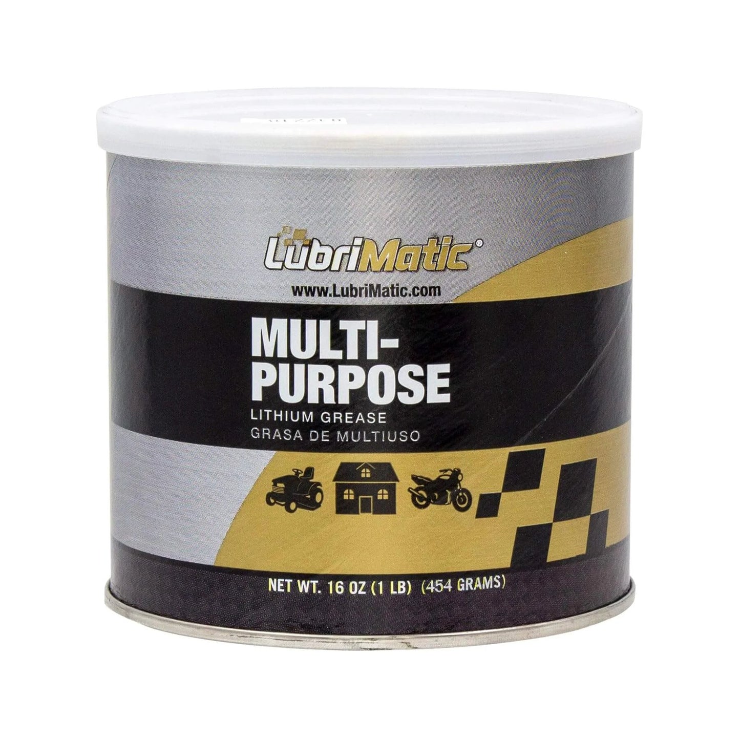 LubriMatic 11316 Multi-Purpose Grease - 1 Pound, Amber in a 16 oz can with black and yellow label