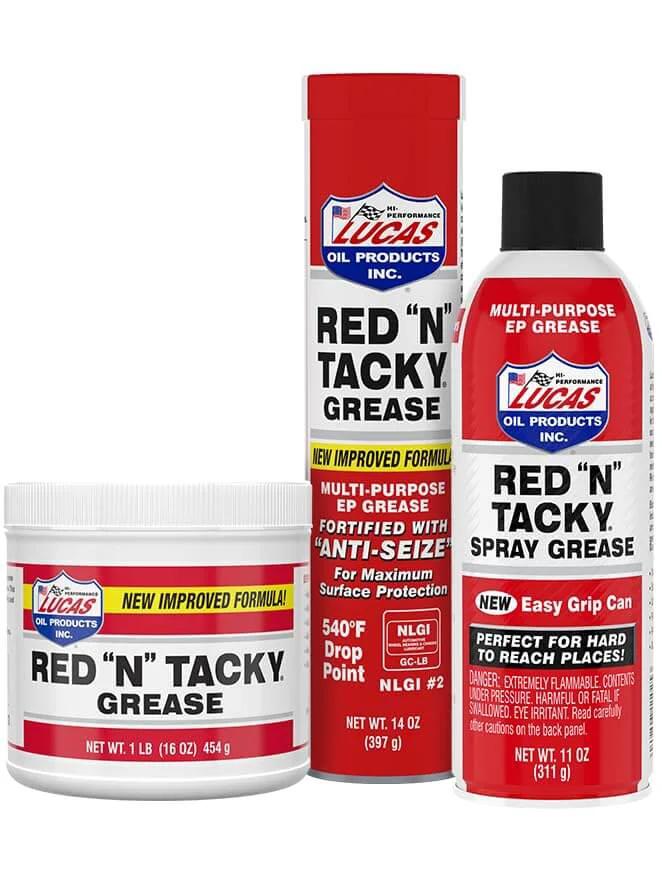 Lucas Oil 10005 Red 'N' Tacky Grease - 14 Ounce tube, tub, and spray can for automotive use
