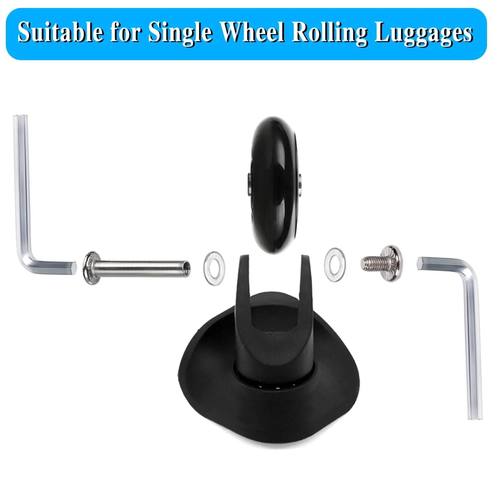 75 x 24mm Luggage Suitcase Replacement Wheels, Rubber Swivel Caster Wheels Bearings Repair Kits, Set of 2 with tools
