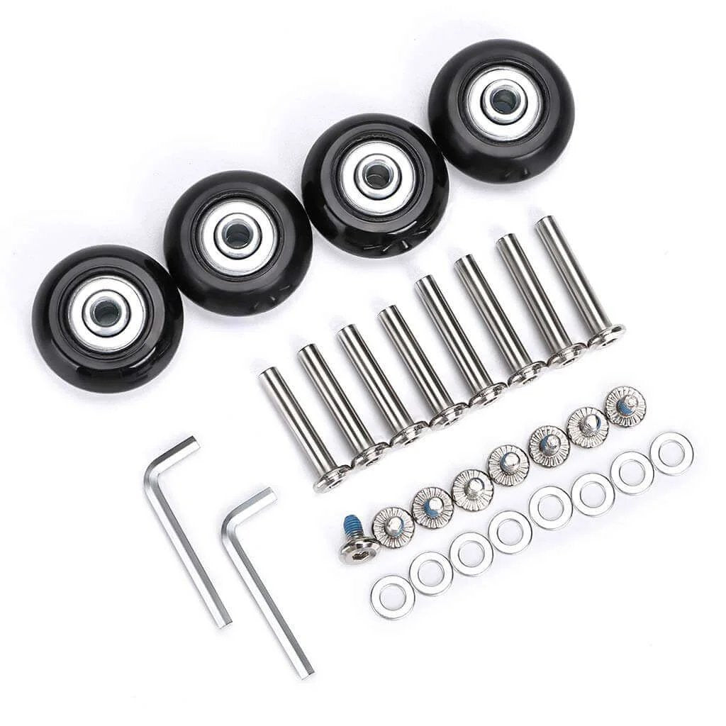 40mm x 18mm Luggage Suitcase Replacement Wheels, Rubber Swivel Caster Wheels Bearings Repair Kits, A Set of 4, with tools and parts