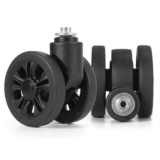 Luggage Replacement Wheels Set with 2 Wear Resistant Suitcase Wheels Made from TPE with Smooth Bearings featuring 55mm diameter.