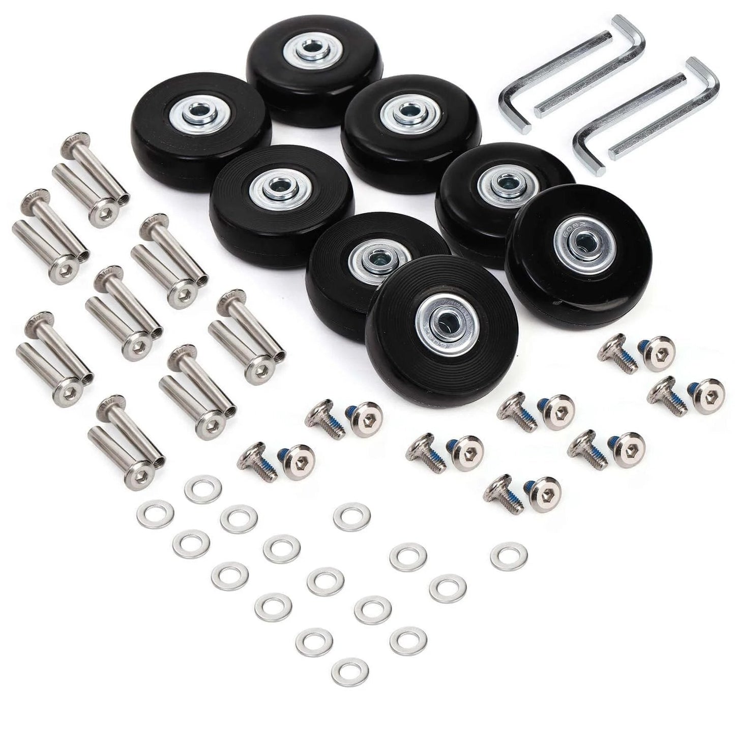 Set of 8 Luggage Suitcase Replacement Wheels, 50 x 18mm PU Caster Wheels Bearings Repair Kits, Shelf Replacement Wheels for Luggage