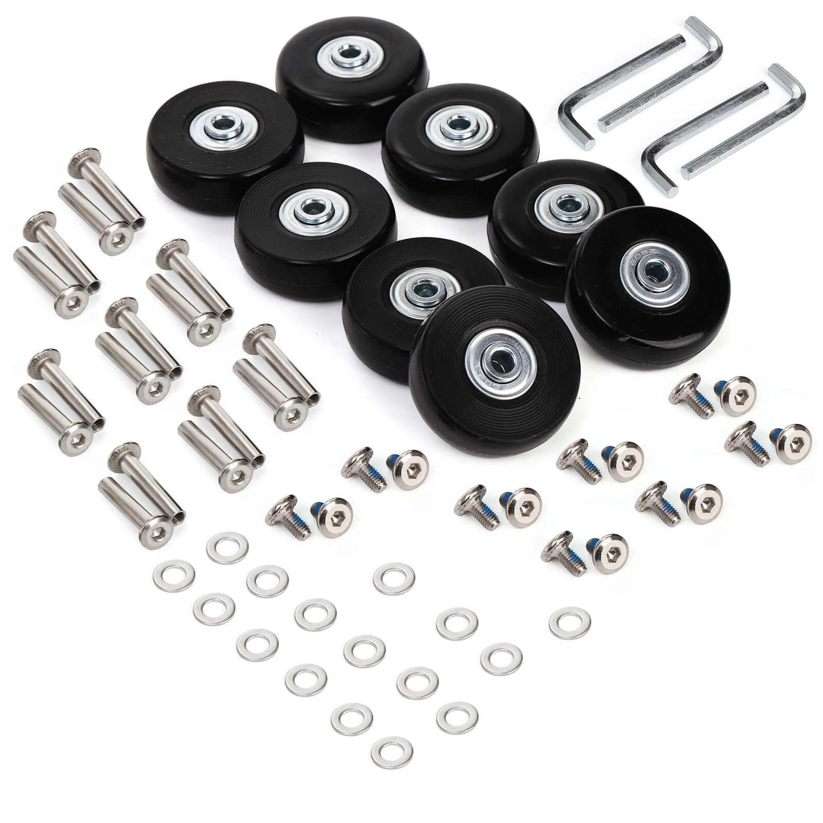 Set of 8 Luggage Suitcase Replacement Wheels, 50 x 18mm PU Caster Wheels Bearings Repair Kits, Shelf Replacement Wheels for Luggage