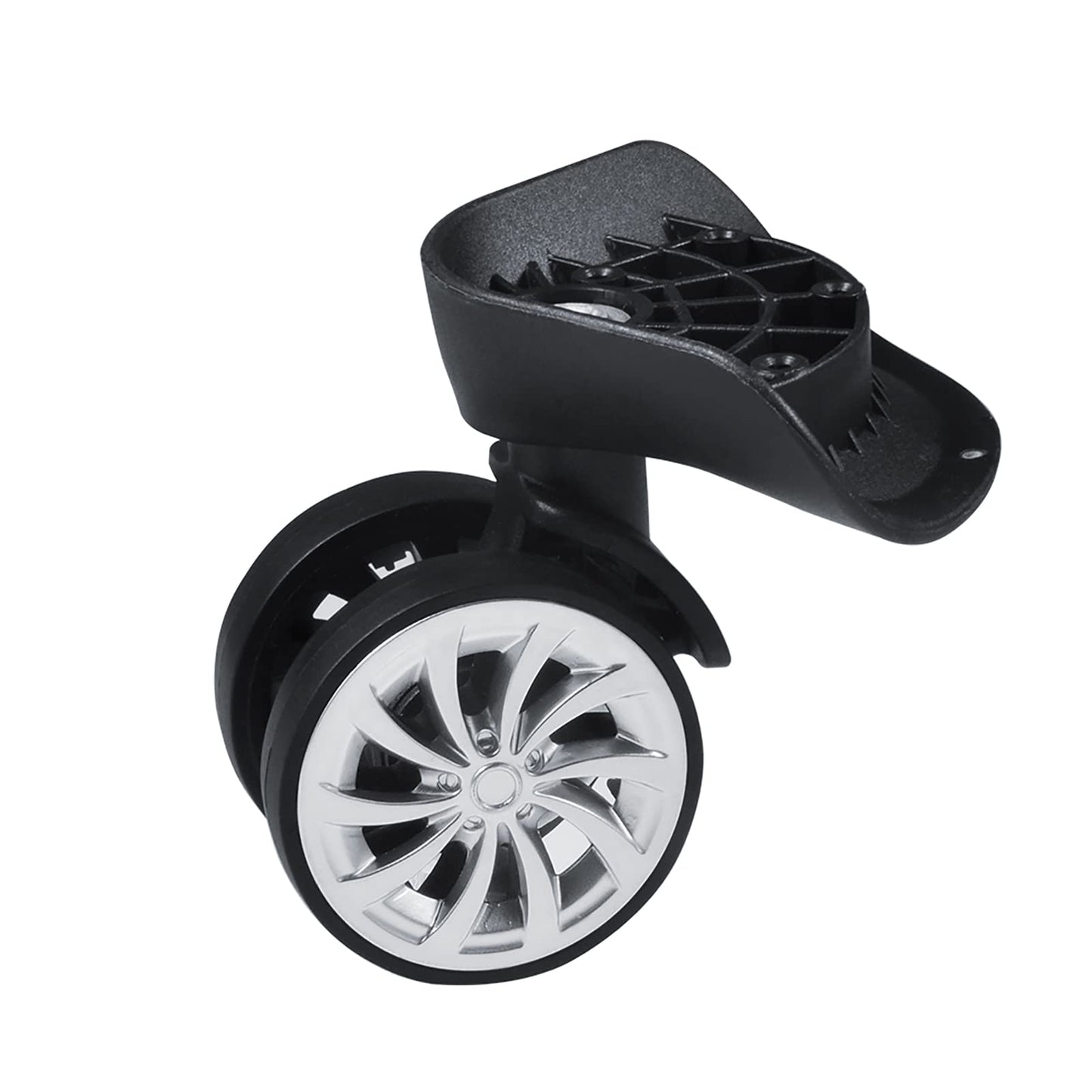 360 Degree Swivel Replacement Wheels For Luggage And Suitcases, Size 3.1 By 3.5 By 2.2 Inch, Universal Draw Bar Box Accessory, Plastic Black Wheel With Smooth 360 Degree Rotation For Easy Maneuvering