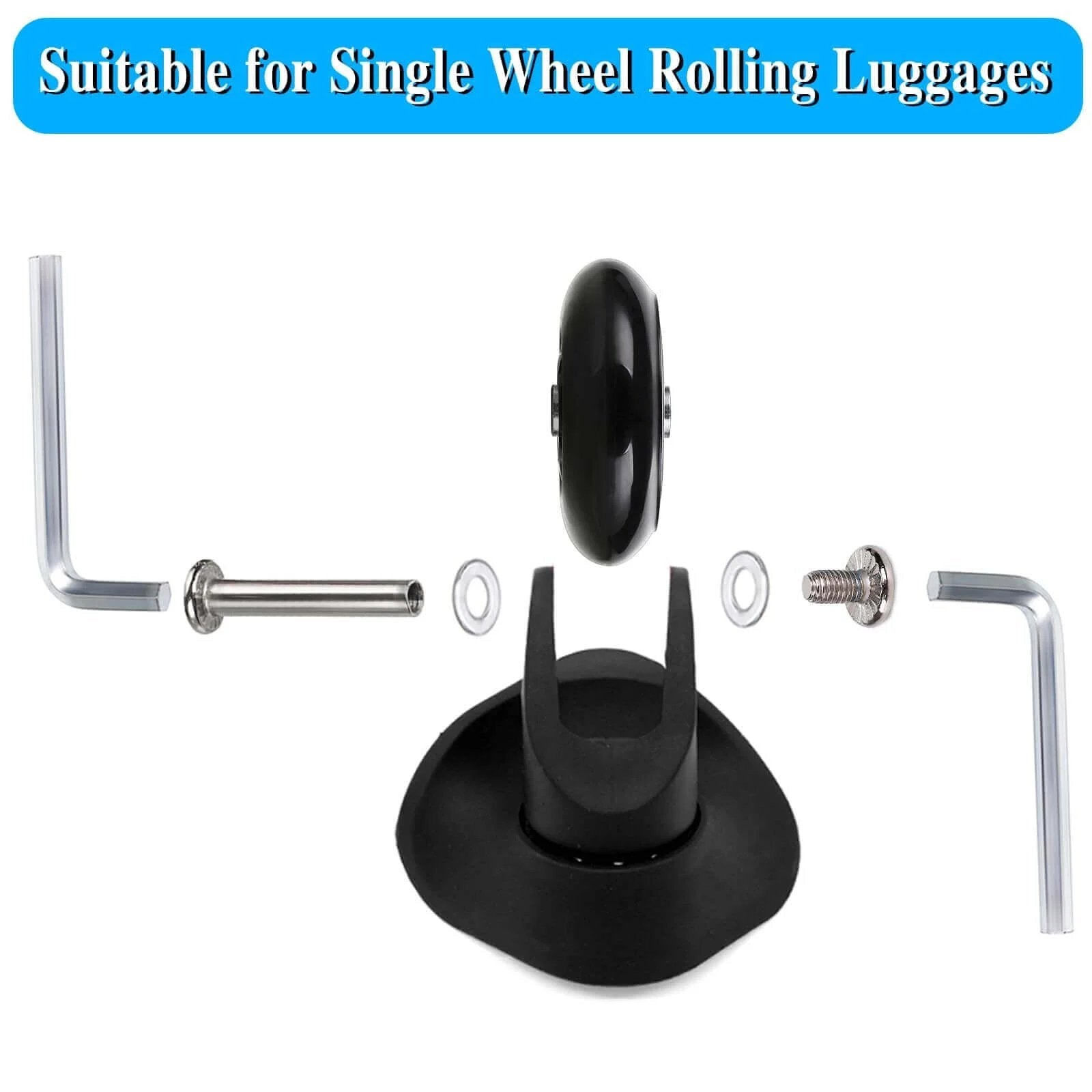 40mm x 18mm Luggage Suitcase Replacement Wheels, Rubber Swivel Caster Wheels Bearings Repair Kits, A Set of 4 components displayed
