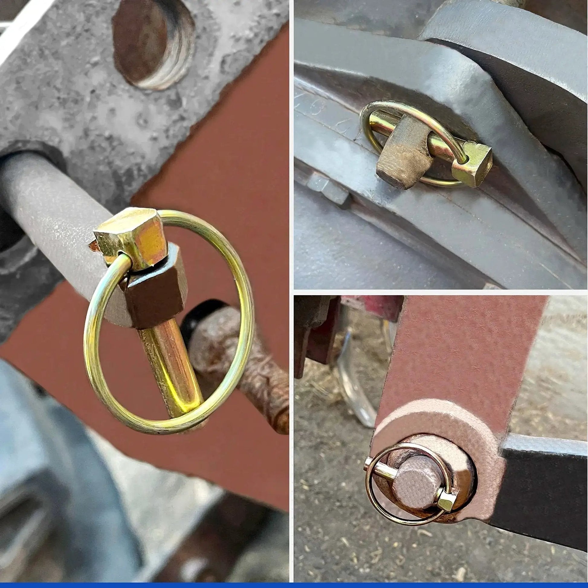 Six Piece Lynch Pin Kit With Ring For Trucks Trailers Tractors Lawnmowers Trolleys And More 5/16 By 1-3/4 Inch shown in use