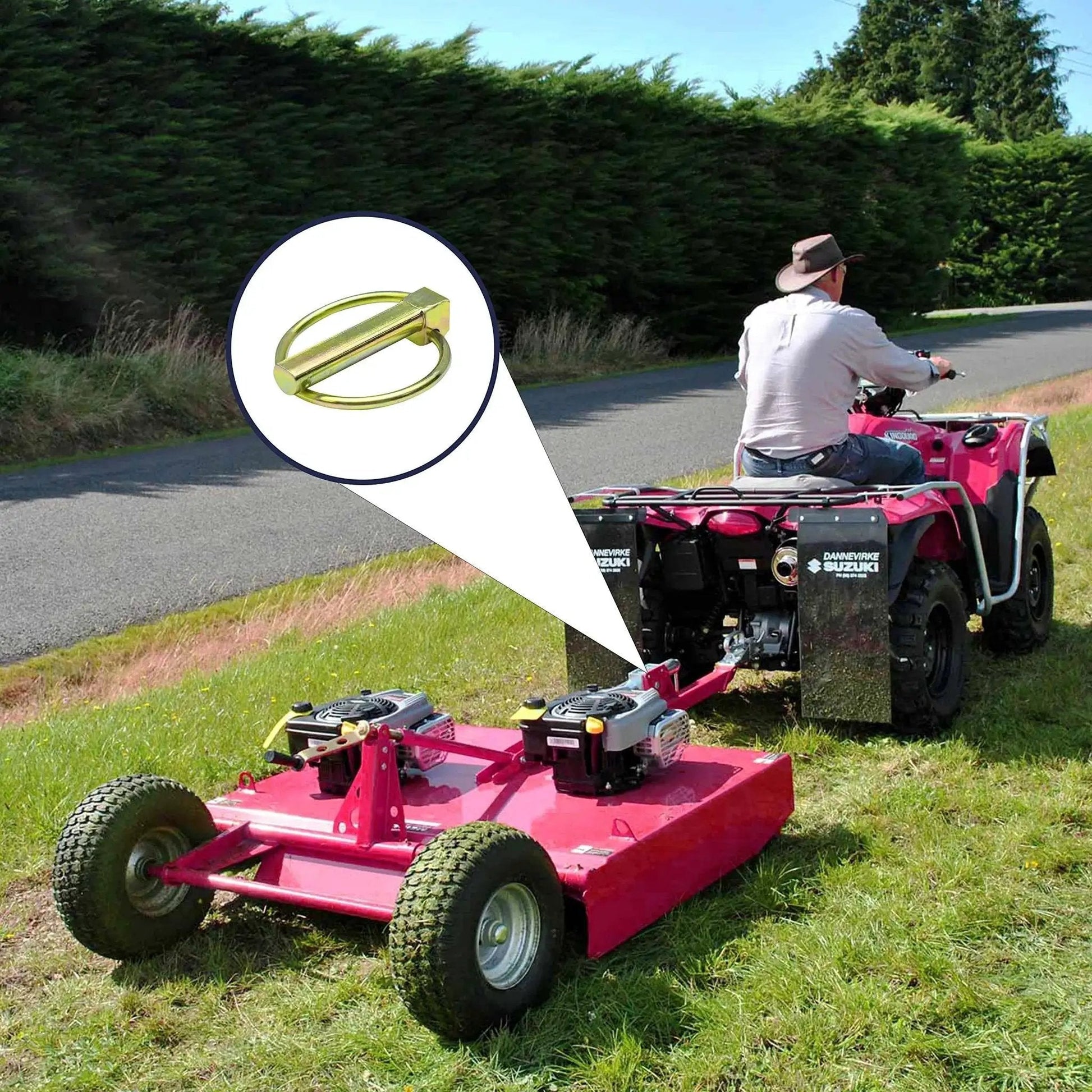 Six Piece Lynch Pin Kit With Ring For Trucks Trailers Tractors Lawnmowers Trolleys And More 5/16 By 1-3/4 Inch in use on a lawnmower