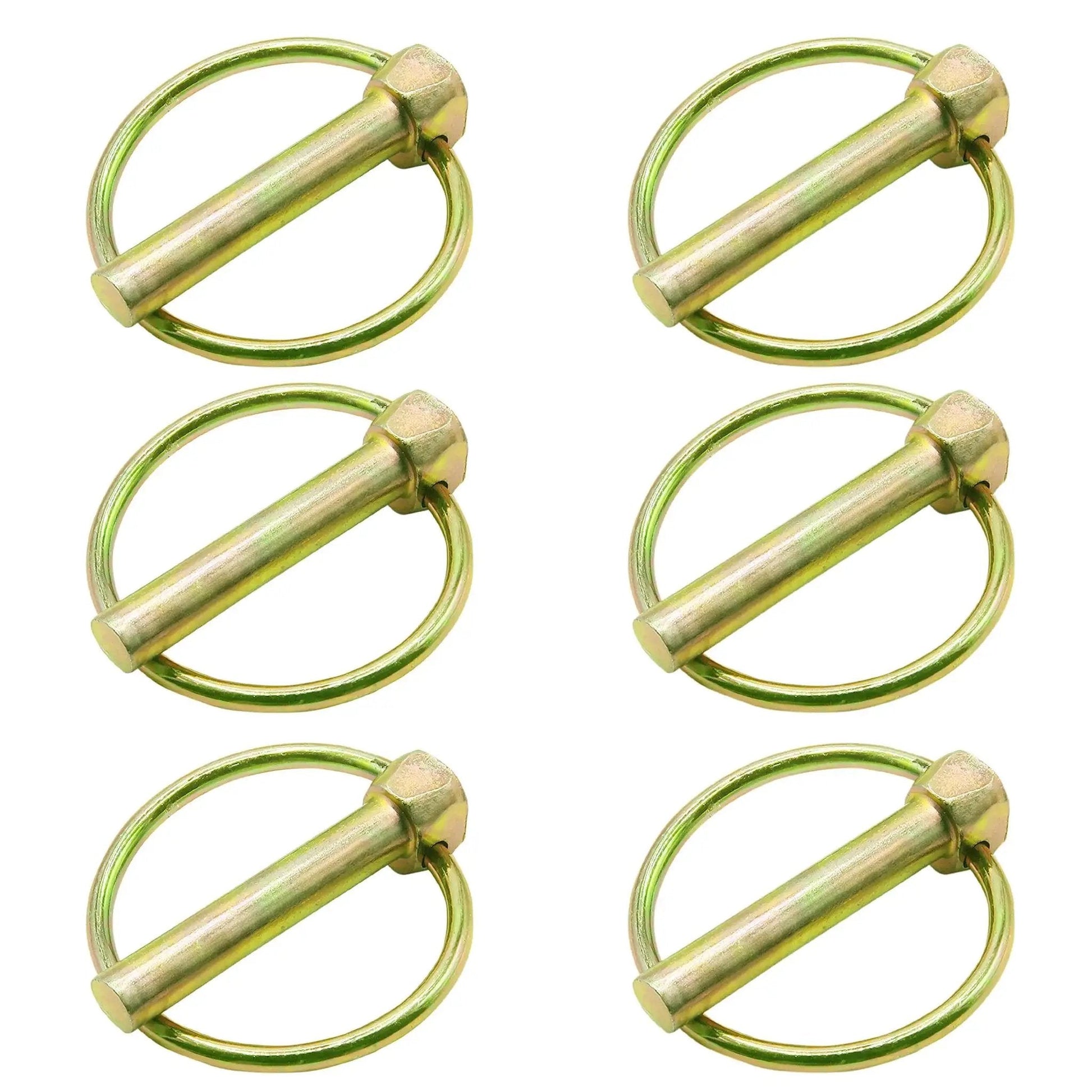 Six Piece Lynch Pin Kit With Ring For Trucks Trailers Tractors Lawnmowers Trolleys And More 5/16 By 1-3/4 Inch; pins shown