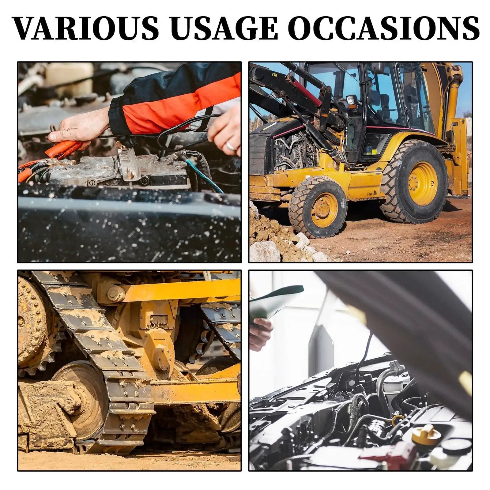 Various usage occasions for M10 Straight Hydraulic Grease Fittings Pack 20 Pieces Stainless Steel Zerk Fittings in automotive and industrial machinery.