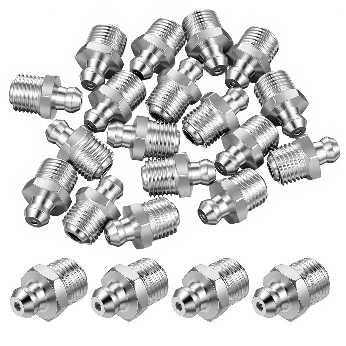 M10 Straight Hydraulic Grease Fittings Pack 20 Pieces Stainless Steel Zerk Fittings for Automotive and Industrial Use