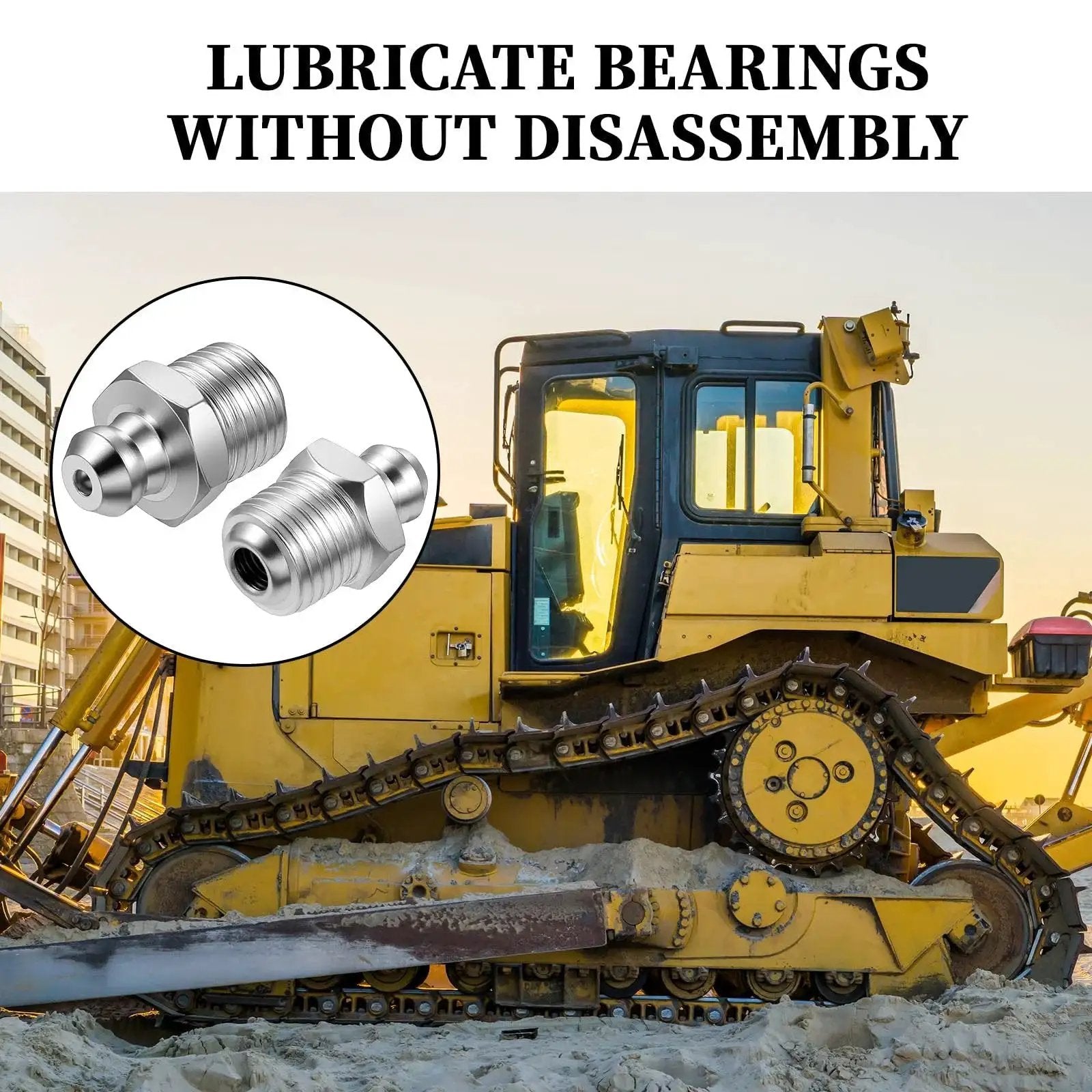 M10 Straight Hydraulic Grease Fittings Pack 20 Pieces Stainless Steel Zerk Fittings on construction machinery for lubrication