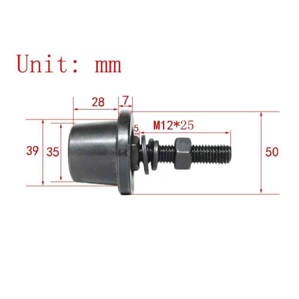 Dimensions of a component in 4 Pcs Heavy Duty I Beam Trolley Rollers with Double Bearing Wheels Adjustable Design for beams.
