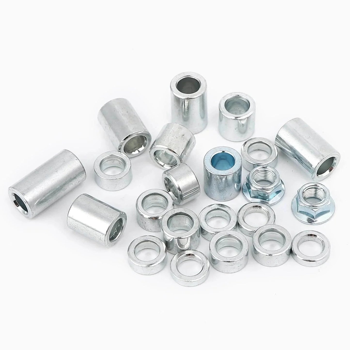 22 Pieces M12 Industrial Steel Spacer Sleeve Bushings Kit For 12mm Axle With 12 Lengths and M12 Lock Nut, 316 Stainless Steel