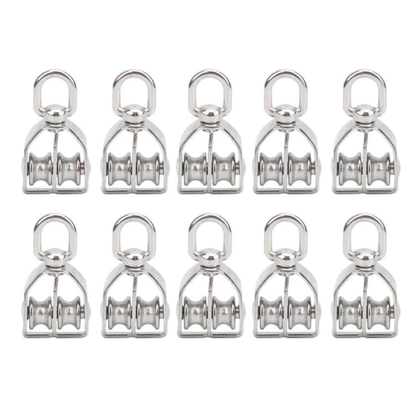 10Pcs M15 Pulley Block 304 Stainless Steel Heavy Duty Traction Wheel Single/Double Wheel Lifting Rope Block Wholesale(Single)