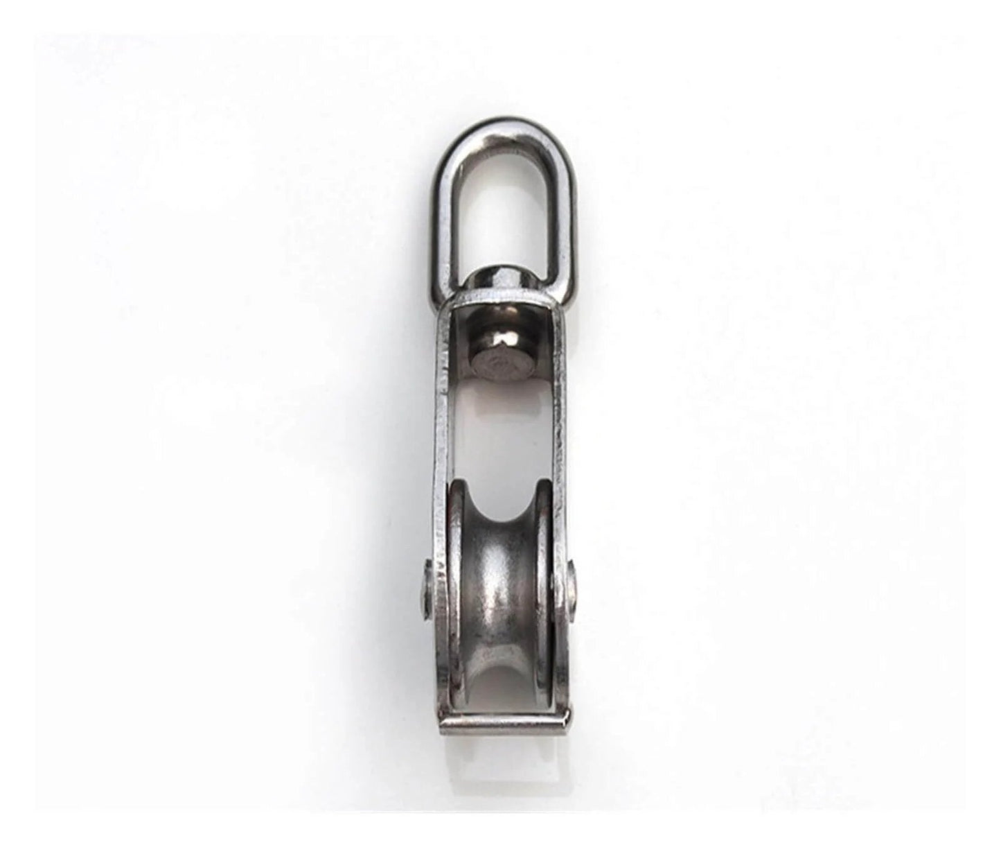 M15 stainless steel double-sheave pulley block with swivel top for rope & cord systems, corrosion-resistant 304 stainless steel