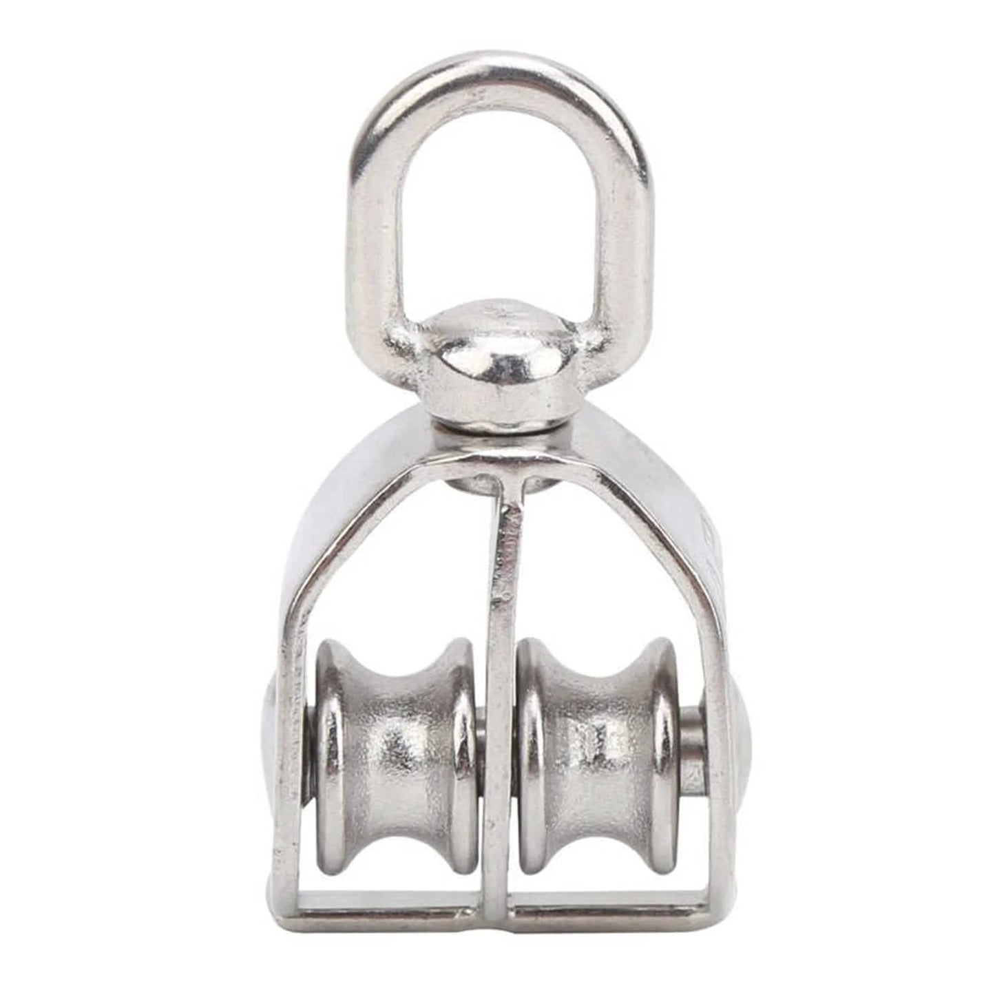Side view of a 10Pcs M15 Pulley Block 304 Stainless Steel Heavy Duty Traction Wheel Single/Double Wheel Lifting Rope Block (Single)