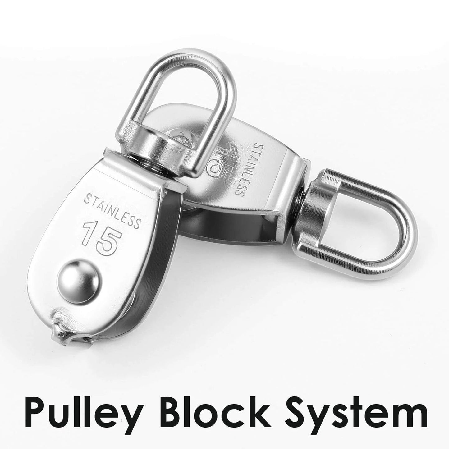12 Pack M15 Pulleys for Rope, 304 Stainless Steel Wire Rope Cable Pulley, Heavy Duty Swivel Pulley Wheel Hanging Wire Towing Wheel for Lifting