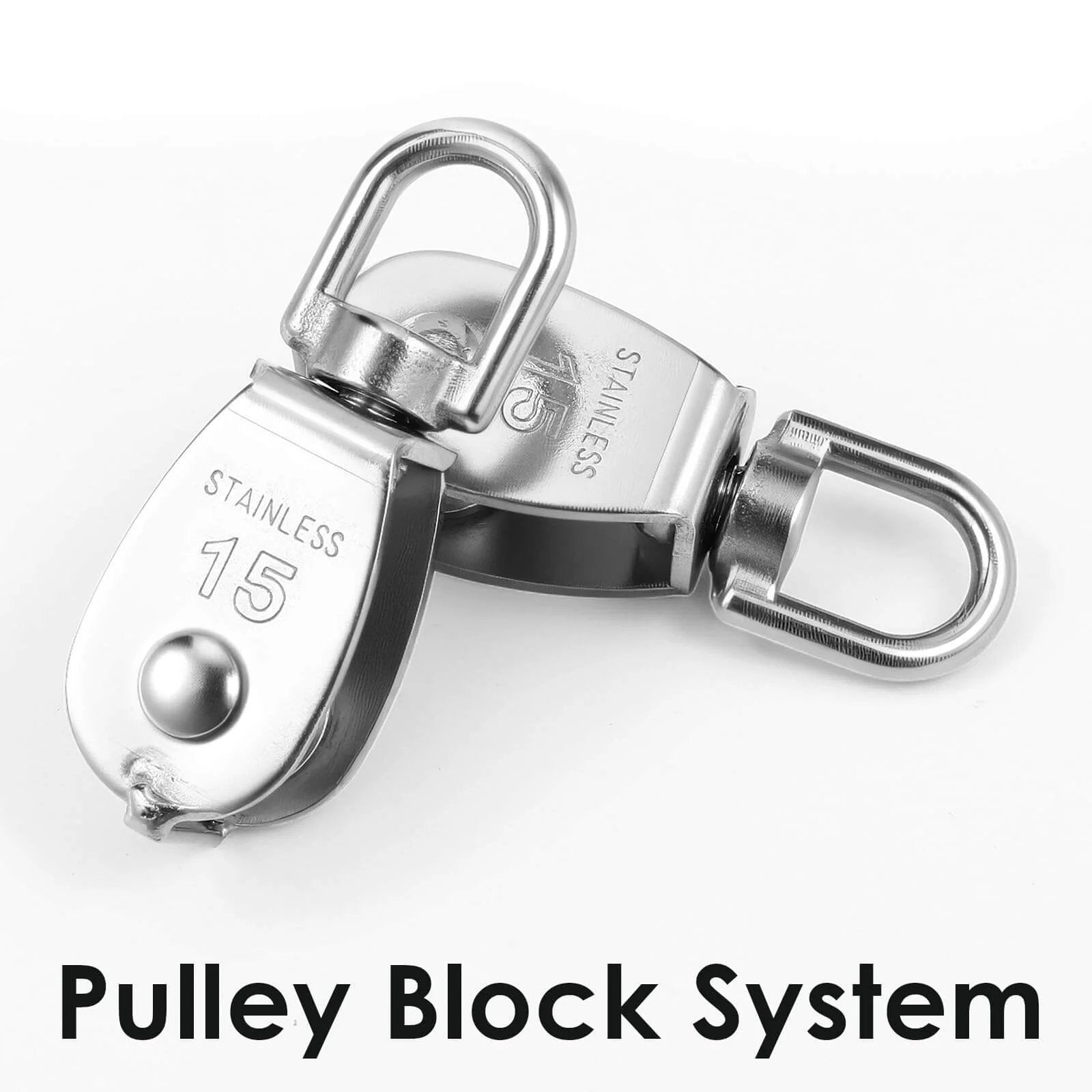 12 Pack M15 Pulleys for Rope, 304 Stainless Steel Wire Rope Cable Pulley, Heavy Duty Swivel Pulley Wheel Hanging Wire Towing Wheel for Lifting