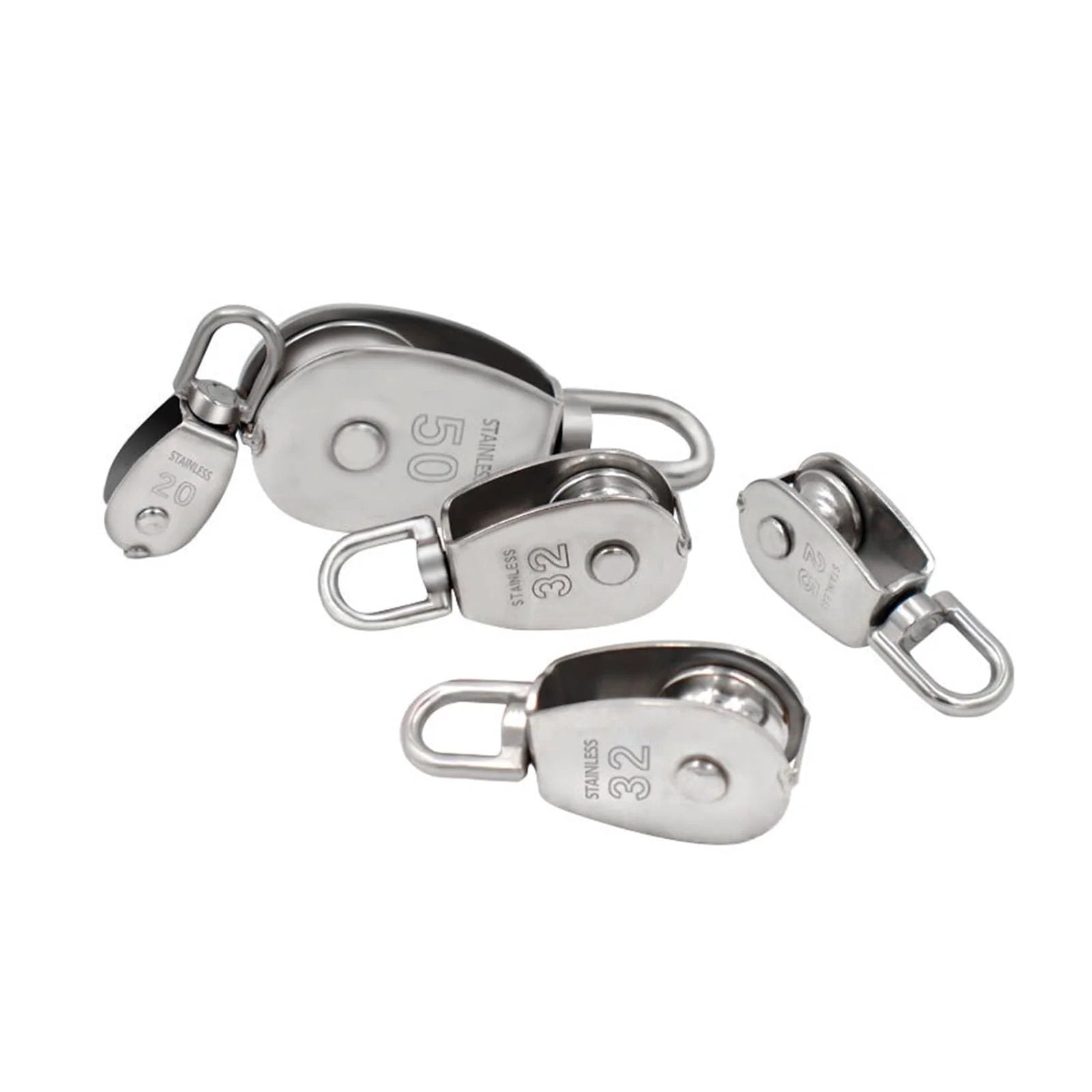 Assortment of M20 Stainless Steel M20 Pulley Steel Wire Pulley Single Wheel Swivel Lifting Rope Pulley Blocks for Wire Rope Skating