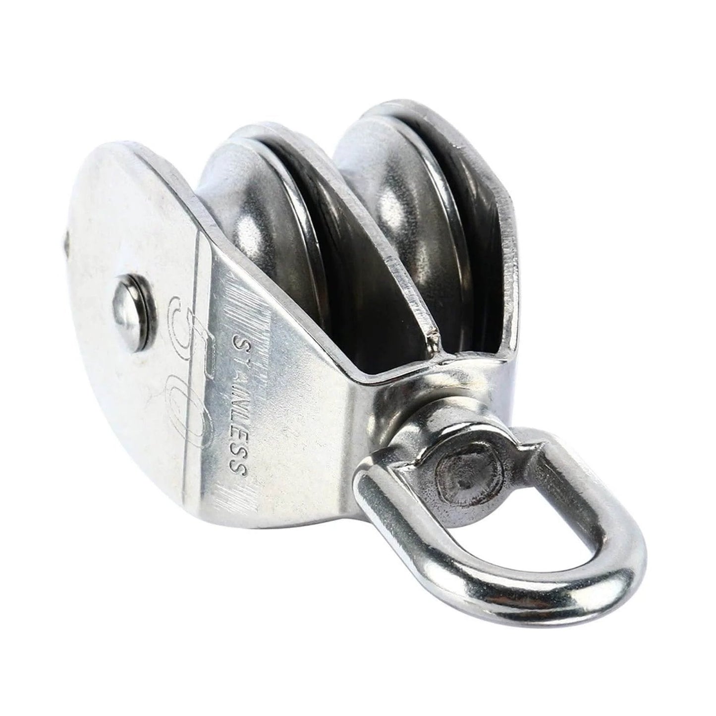 2-Pack M50 Lifting Double Pulley Block 304 Stainless Steel Crane Rotary Hook Double Pulley Loading M50 Double Pulley