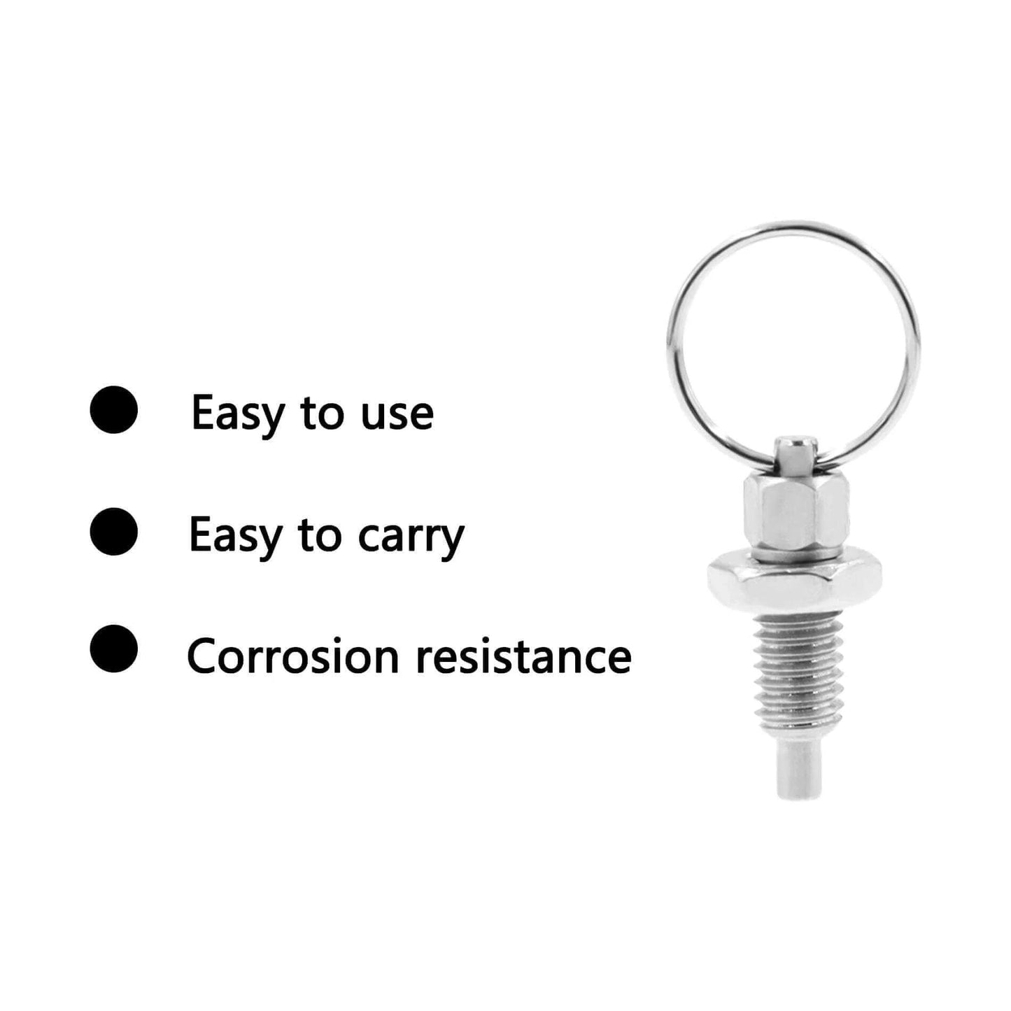 M6-3mm Stainless Steel Spring Plunger with Pull Ring, Stubby Hand-Retractable Non-Locking Index Plunger, corrosion resistance