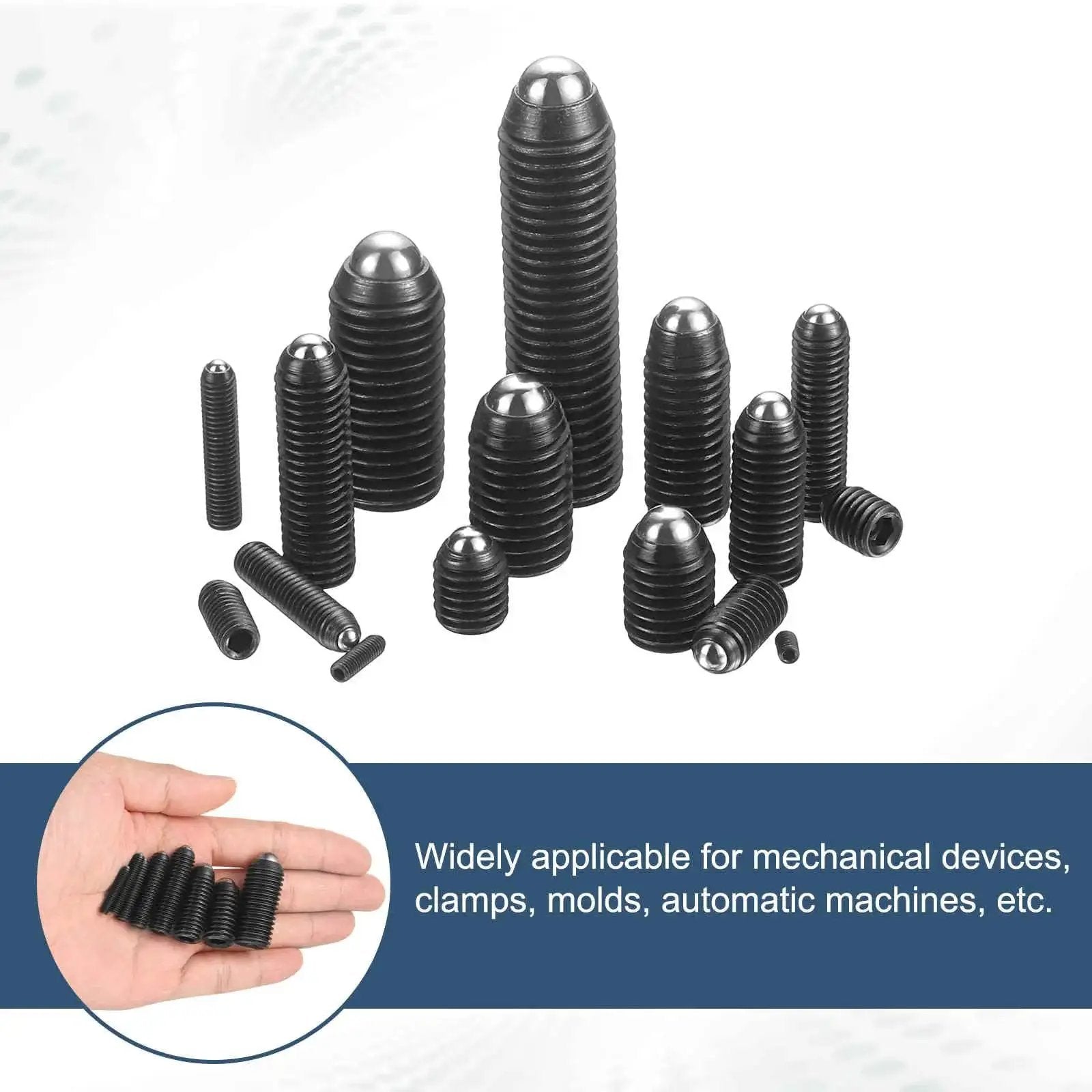 10 Pieces M6 Thread Ball Plungers With Hex Socket 20mm Length High Carbon Steel Spring Black Plungers for Pneumatic Tools