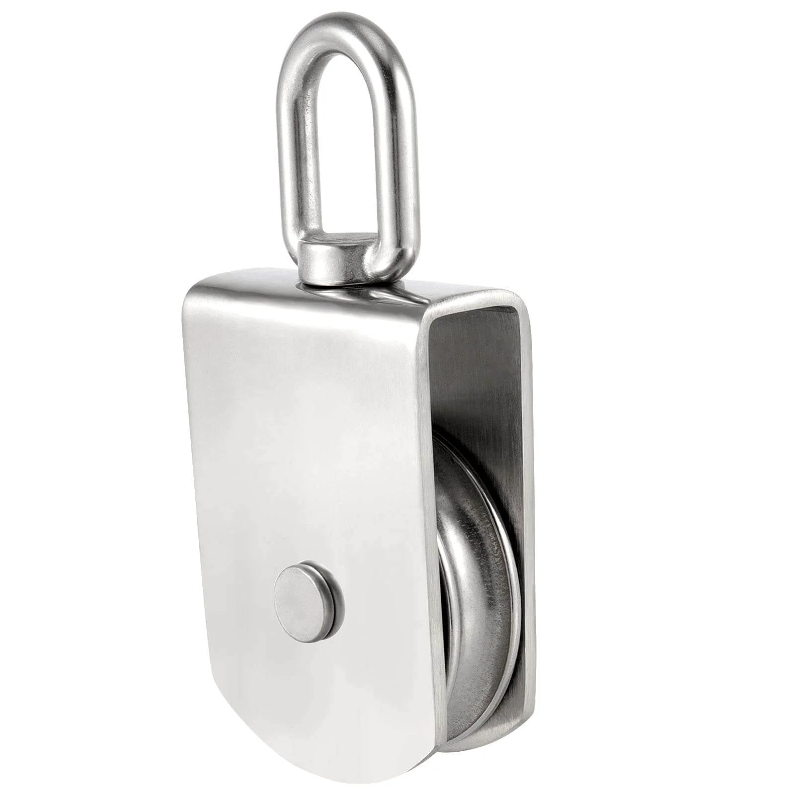 2 Pack M75 Lifting Single Pulley Roller, 304 Stainless Steel Heavy Duty Single Wheel Swivel Lifting Fixed Pulley Block
