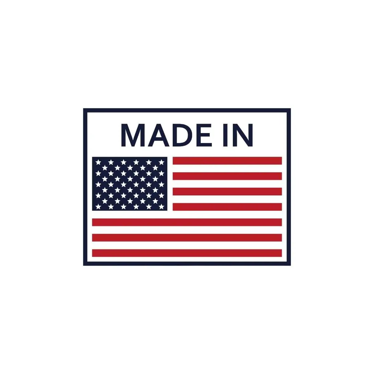 American flag with 'Made In' text above, indicating product's country of origin.