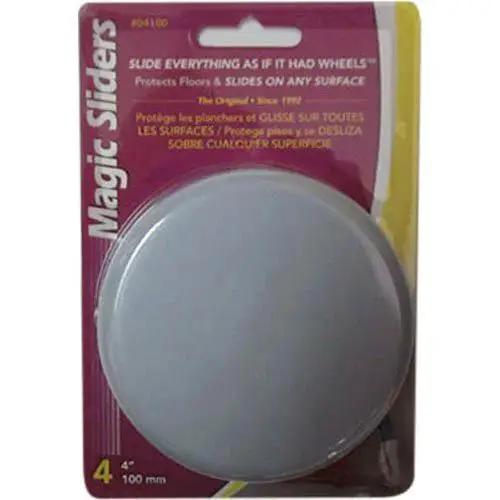 Four Inch Round Furniture Sliders Pack Of 4 Up To 3200 Lbs Heavy Duty Discs in packaging