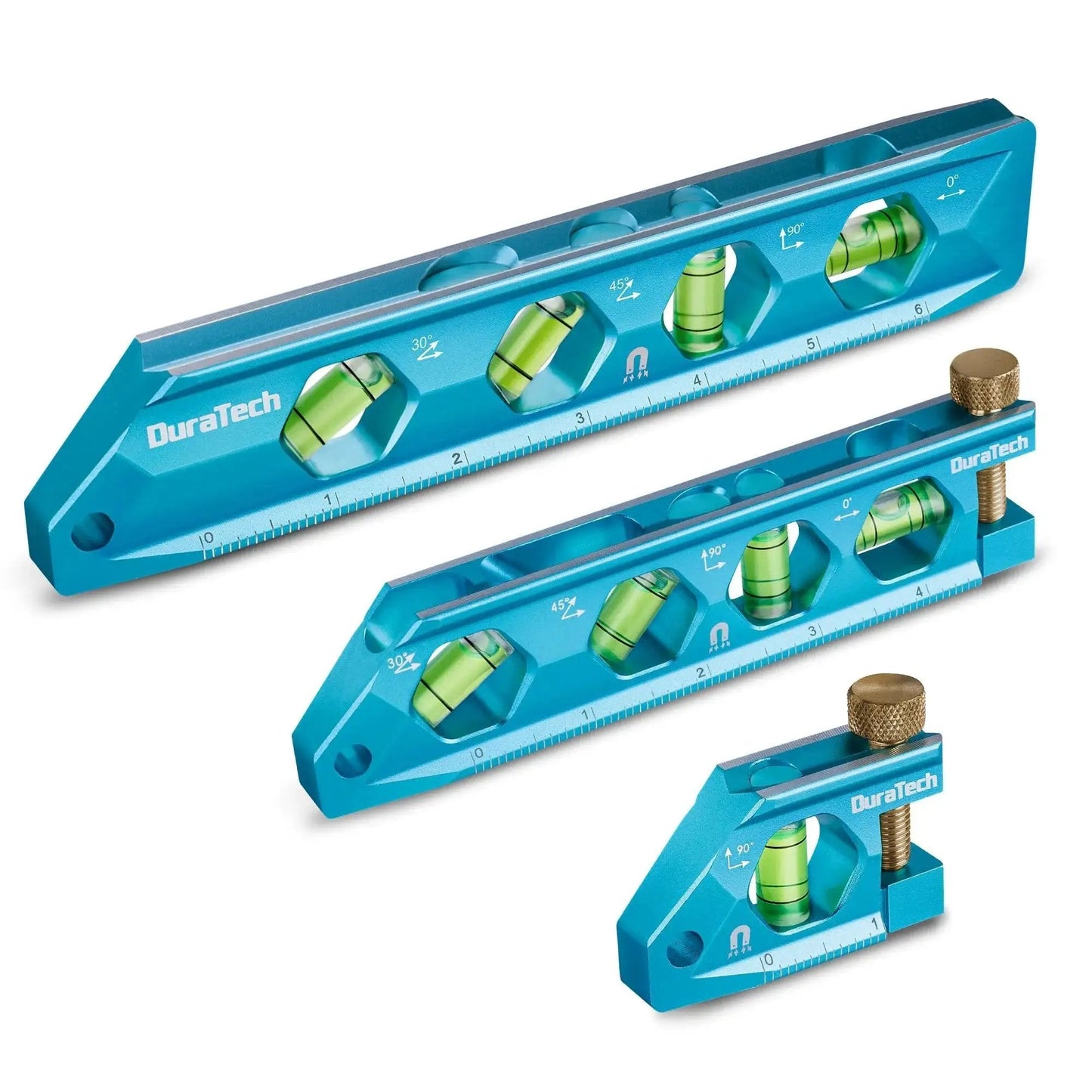 Three Piece Magnetic Level Tool Set With 2.5 Inch, 6.25 Inch And 8 Inch Levels, High Visibility Vials, V Groove Base, Aluminum Alloy, Magnets
