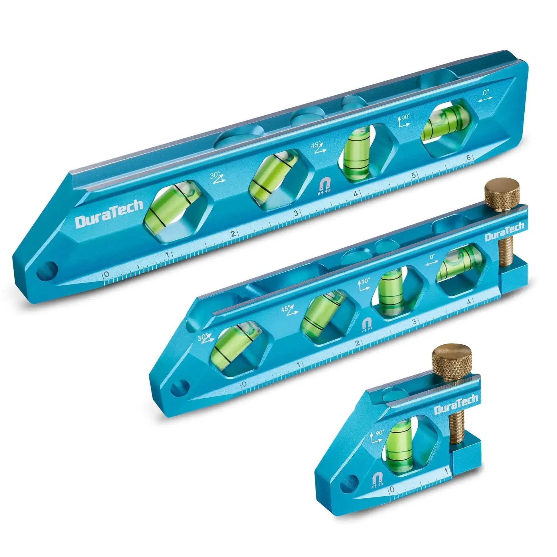 Three Piece Magnetic Level Tool Set With 2.5 Inch, 6.25 Inch And 8 Inch Levels, High Visibility Vials, V Groove Base, Aluminum Alloy, Magnets