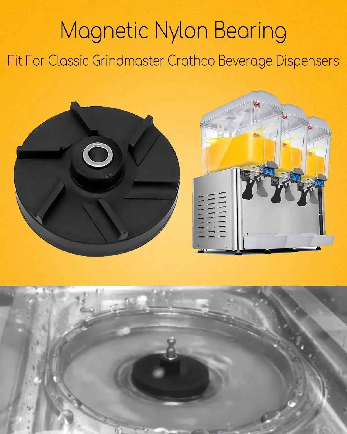 Magnetic Impeller With Nylon Bearings And Bearing Sleeve For Standard Fit Beverage Dispensers Compatible With D15-D355 Models