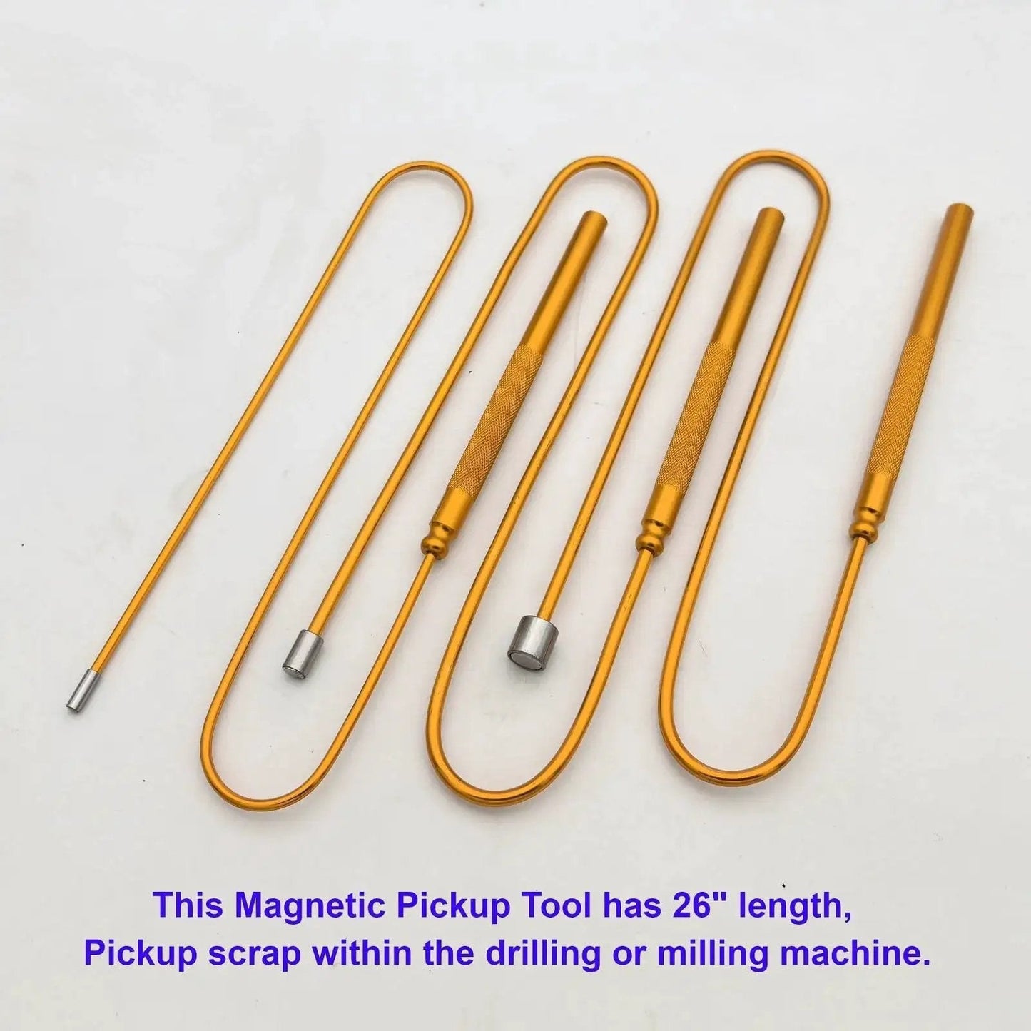 Flexible Magnetic Pickup Tool Set Three Pack With 26 Inch Bendable Extension And Three Magnet Sizes 4mm 7mm And 11mm