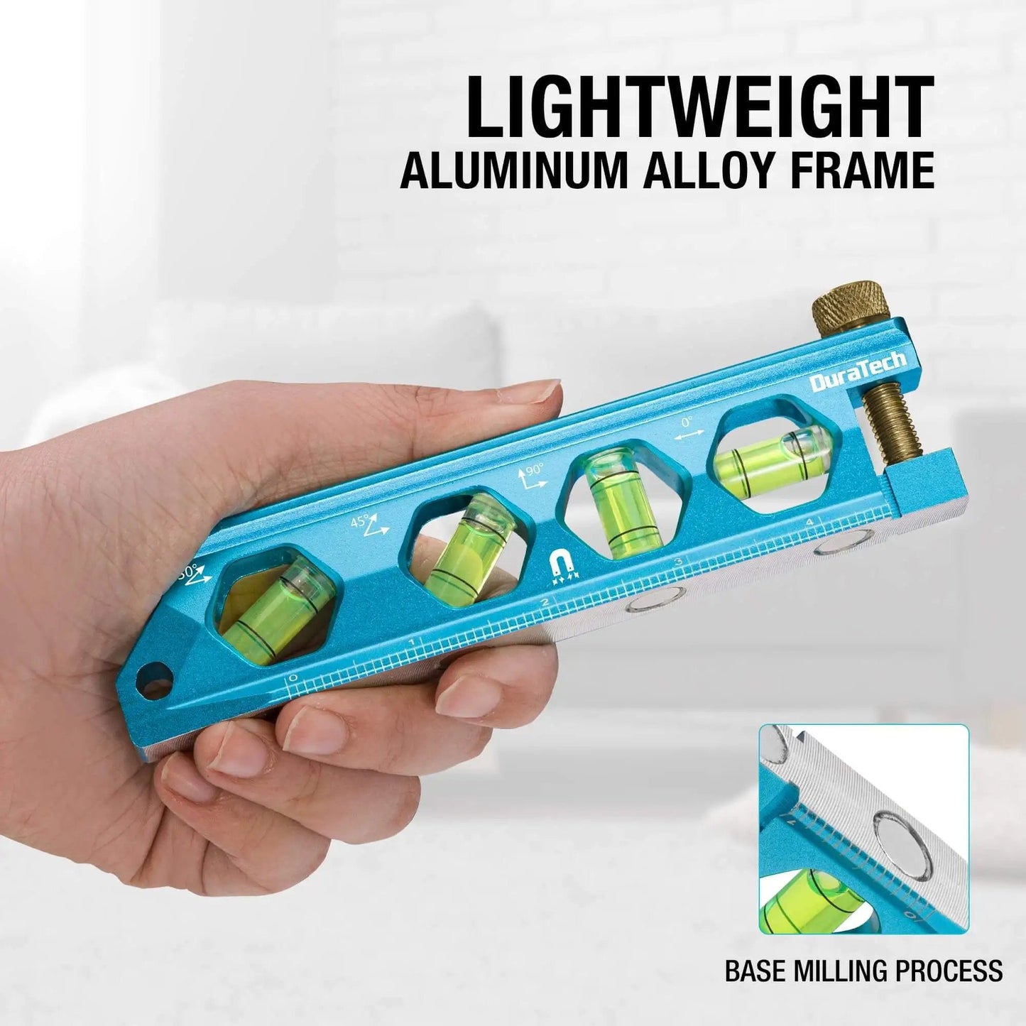 Magnetic 6.25 Inch Torpedo Level With 0 Degree 30 Degree 45 Degree 90 Degree Bubbles V Groove Large Viewing Window Aluminum Alloy Body