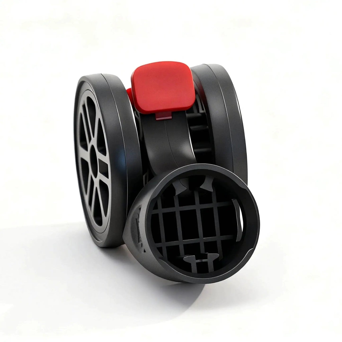 Front view of Four Pack 360 Degree Swivel Replacement Wheel Caster with Locking Brake for Makeup Train Case.