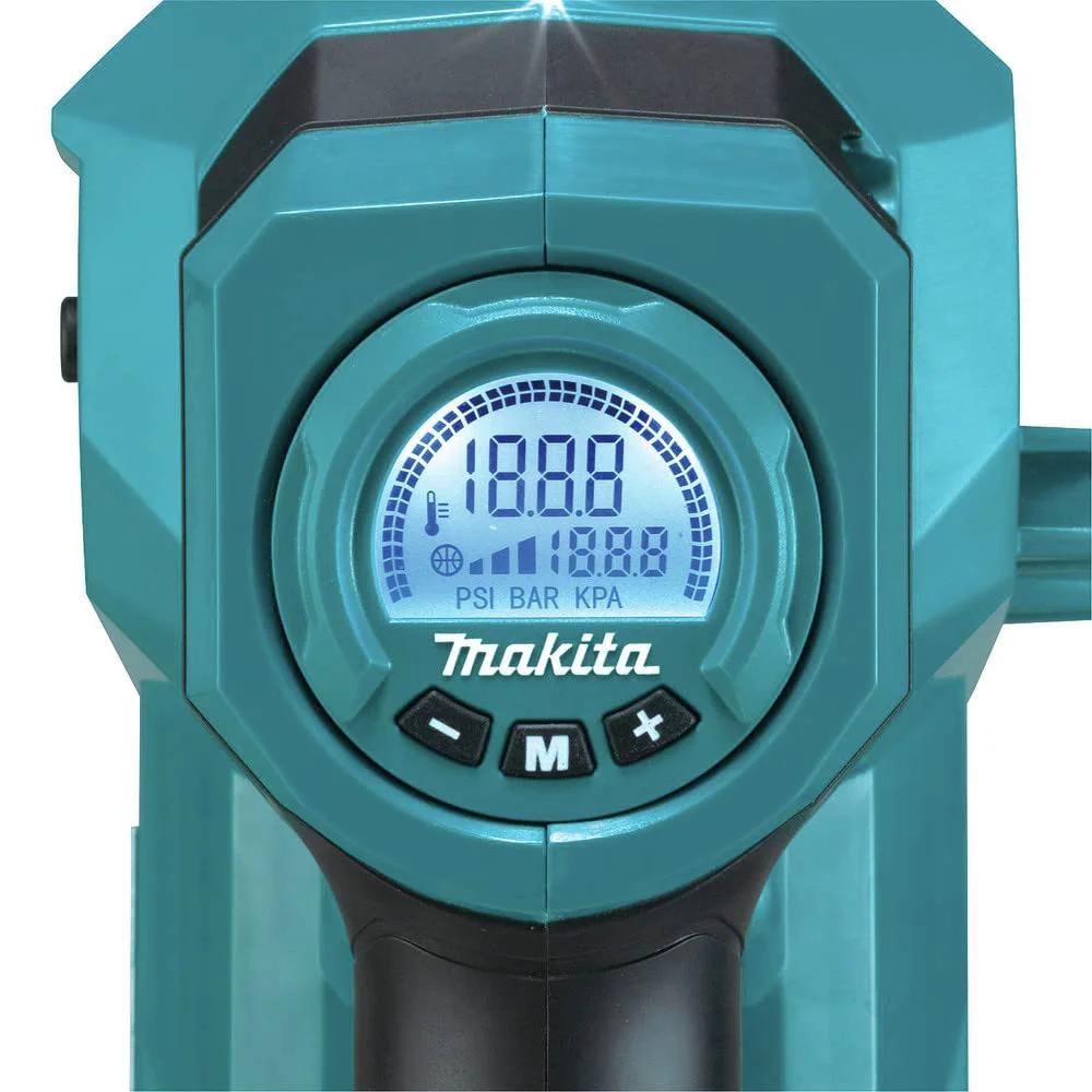 Powerful 18V LXT Cordless High Pressure Inflator Tool Only With Auto Stop At 160 PSI digital gauge display screen close-up