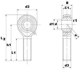Male Rod End 1/2 POSB8L Left Hand Bearing
