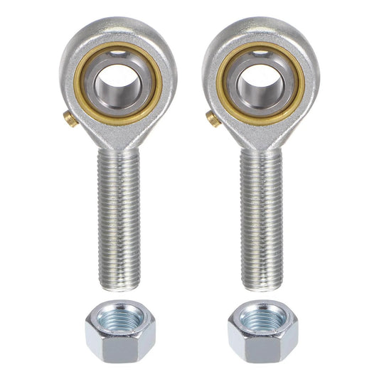 2pcs POSB6 Male Rod End Bearing with 3/8 Inch Bore and 3/8-24 Right Hand Thread, Self Lubricating Heim Joint Rod Ends with Jam Nuts