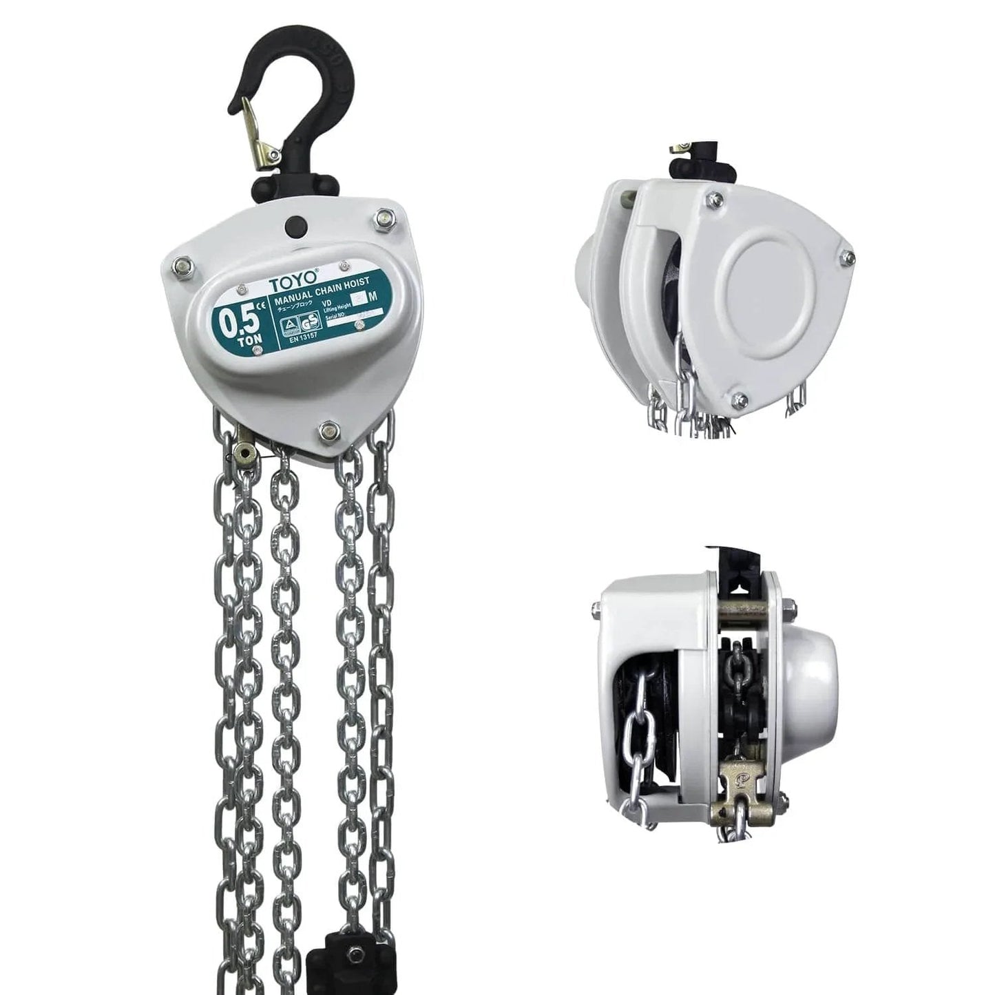 Industrial Grade Manual Chain Hoist 1100 Lb Capacity With 10 Ft Lift Reach And 3 Meter Chain Fall Come Along Hand Chain Hoist showing different angles