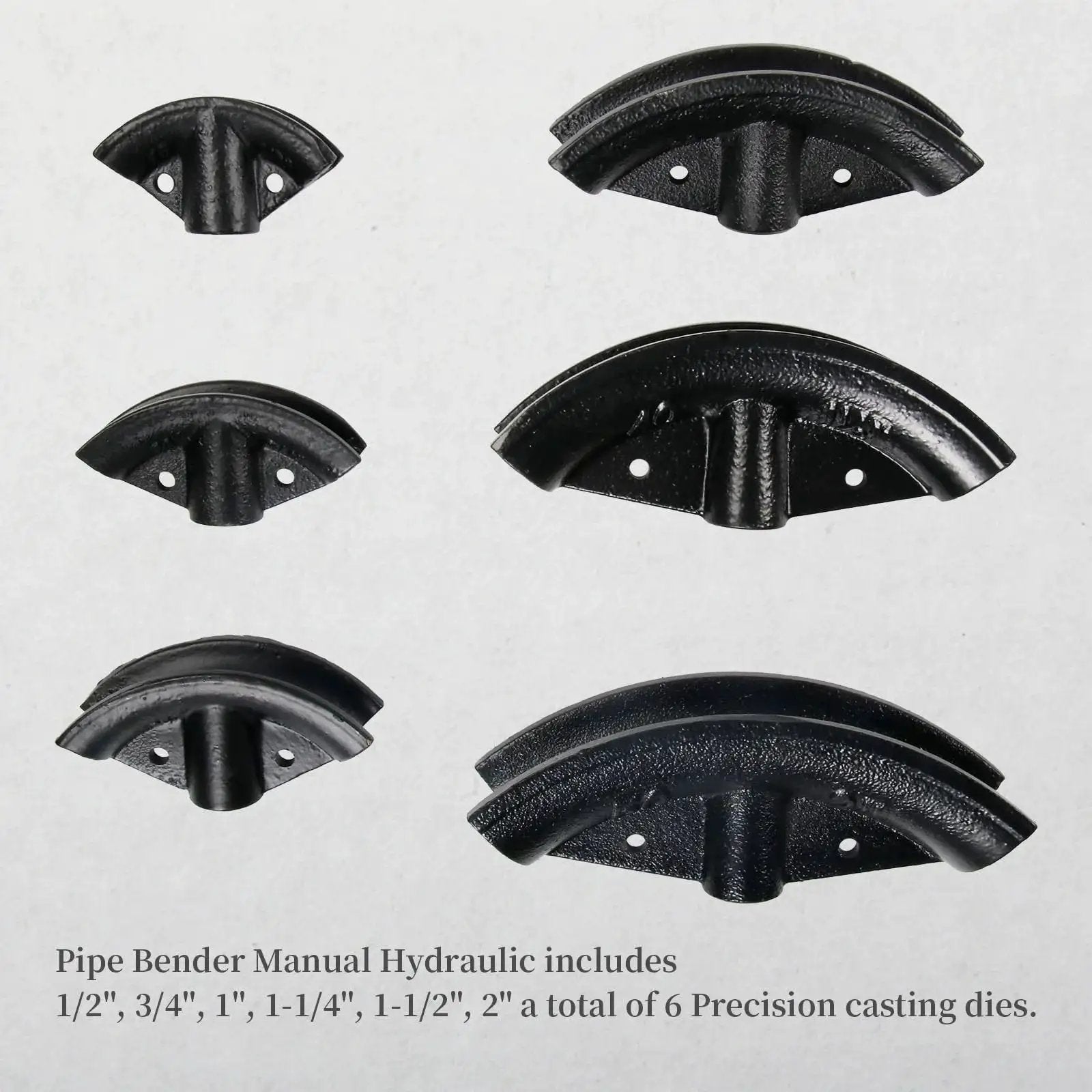 Set of six precision casting dies for 12 Ton Manual Hydraulic Pipe Bender With Six Dies And Adjustable Rollers For Piping And Exhaust Tubes
