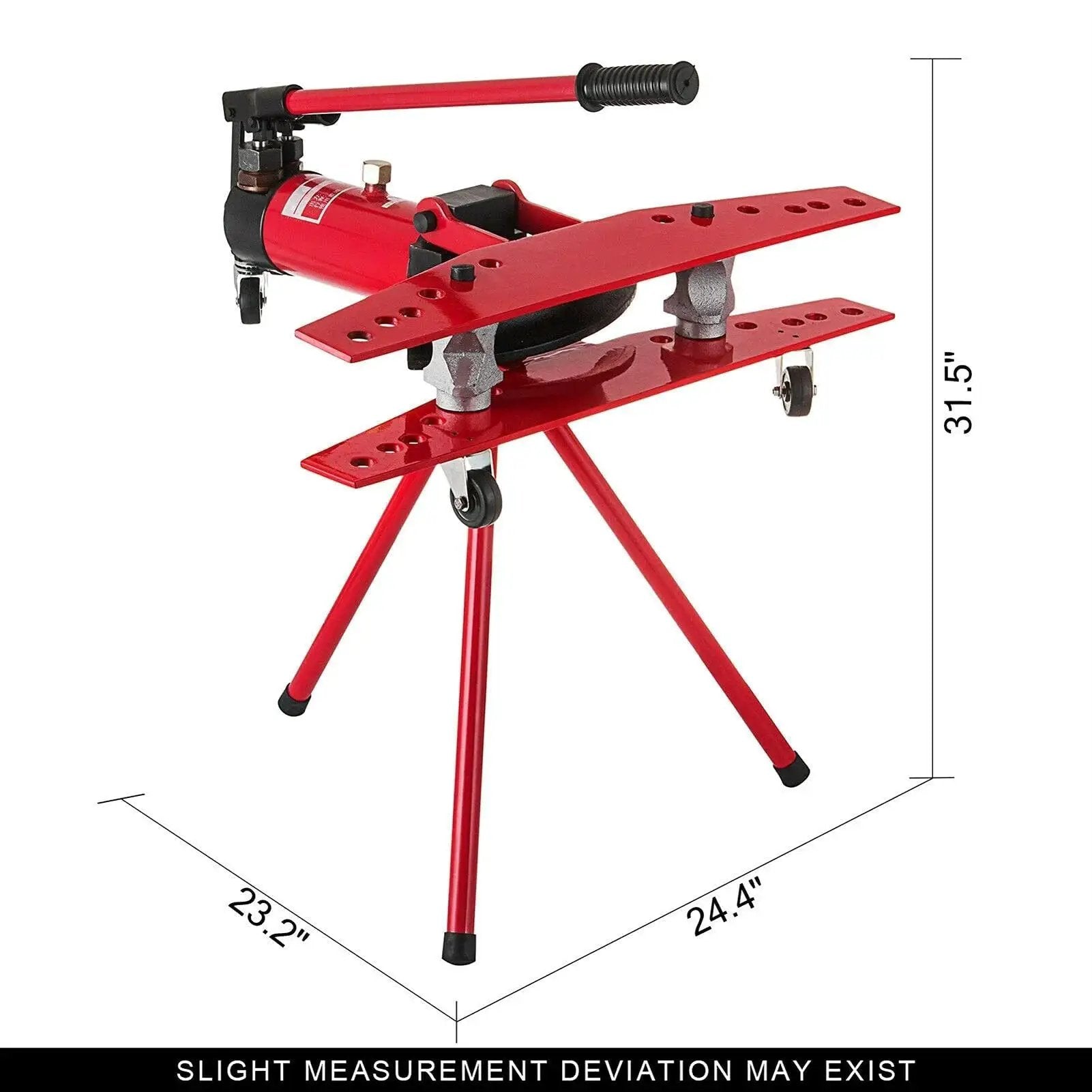 Manual Hydraulic Pipe Bender And Tube Bending Machine with wheels for tubes 1/2 to 2 inch, red portable crimping tool