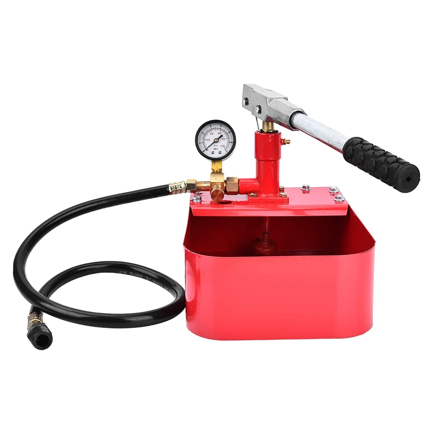 1000 PSI Manual Hydraulic Pressure Test Pump For Pipe And Valve Testing With Easy Leverage Long Handle, durable iron body, pressure gauge.