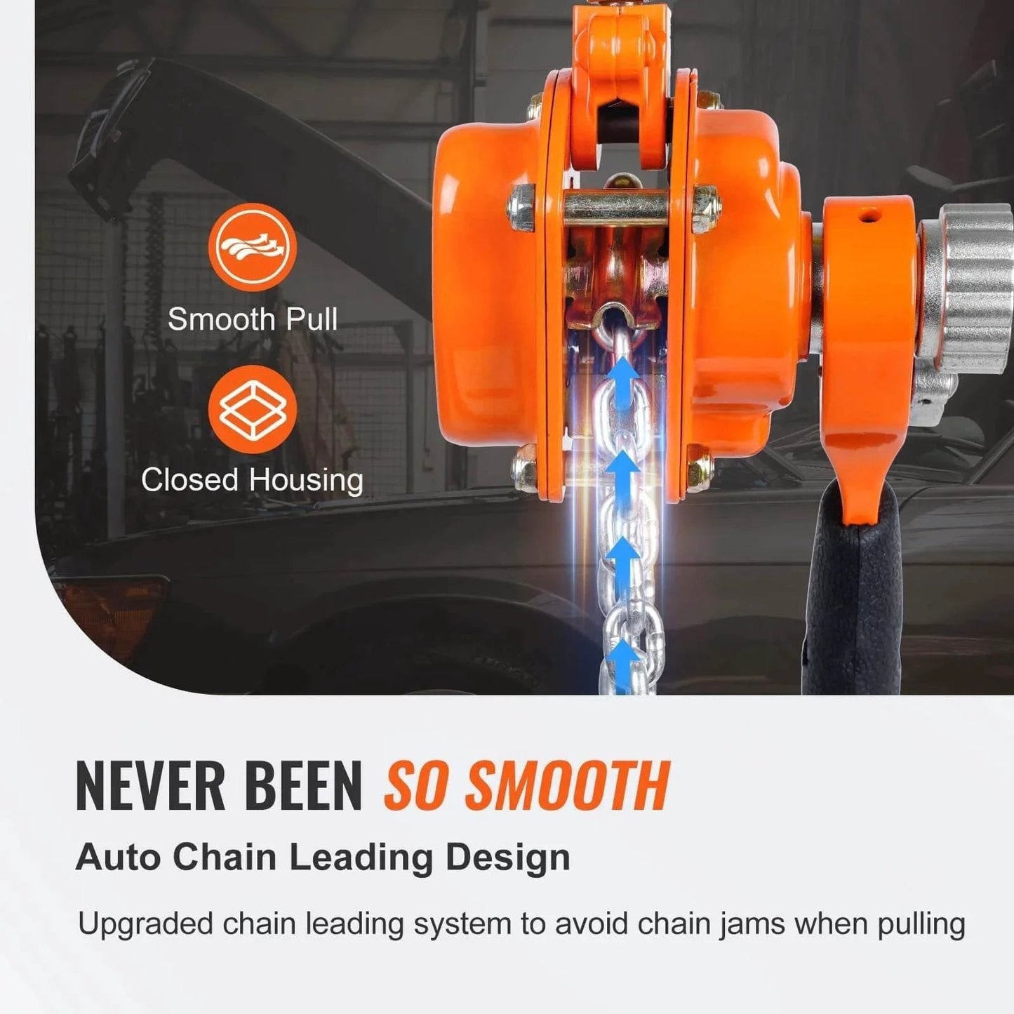 Manual Lever Chain Hoist 1/2 Ton 1100 Lbs Capacity 5 Ft Come Along G80 Galvanized Dual Pawl Brake and 360 Degree Hook close-up