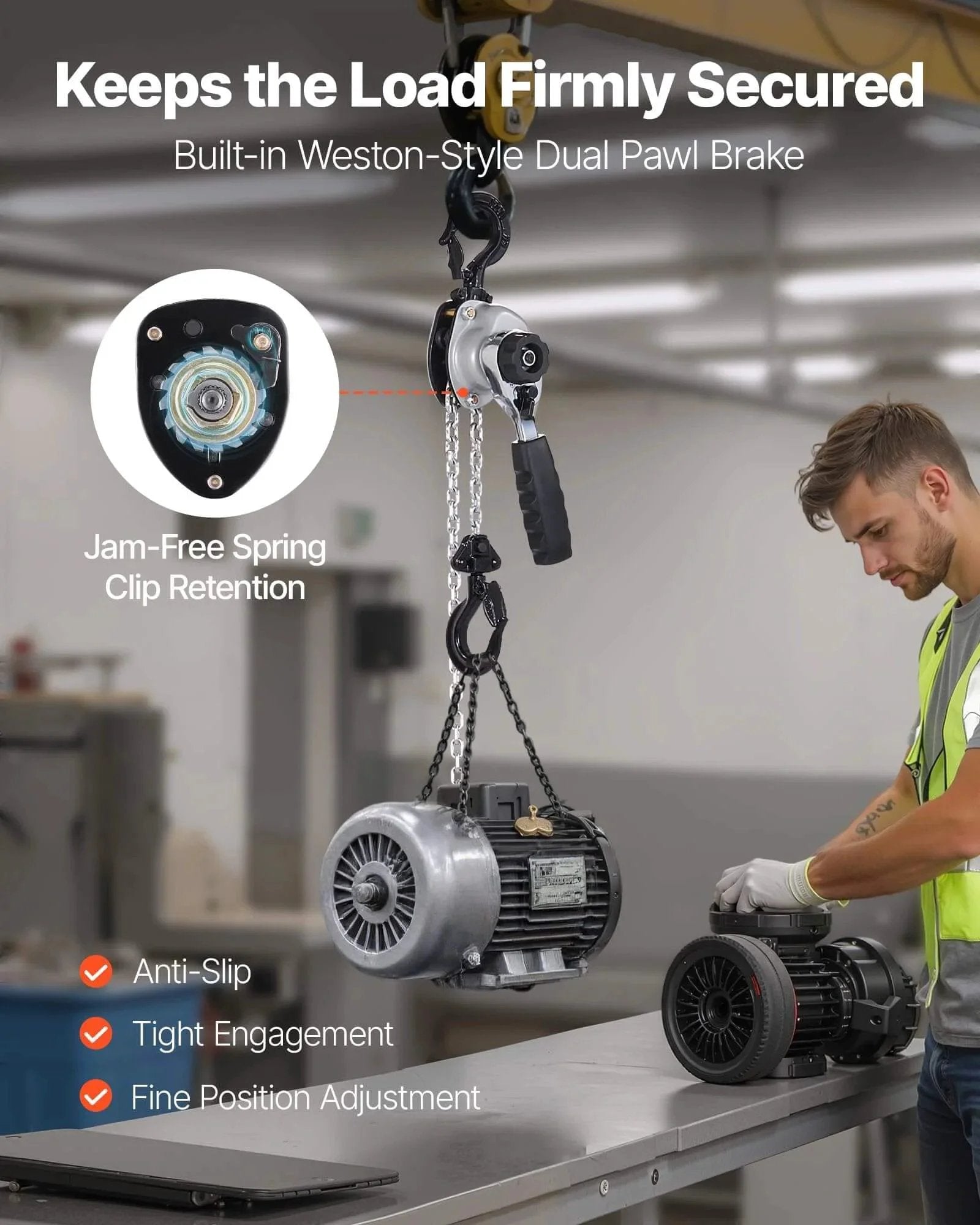 Manual Lever Chain Hoist Half Ton Capacity 1100 Lbs 10 Ft Lift G80 Chain Dual Pawl Brake in warehouse lifting motor